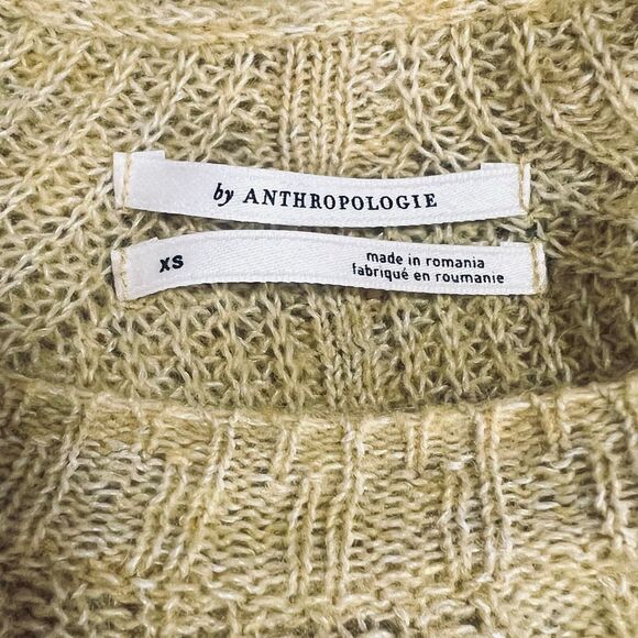 Anthropologie Womens Yellow Keely Cable Knit Wool Blend Pullover Sweater Size XS - Picture 6 of 10